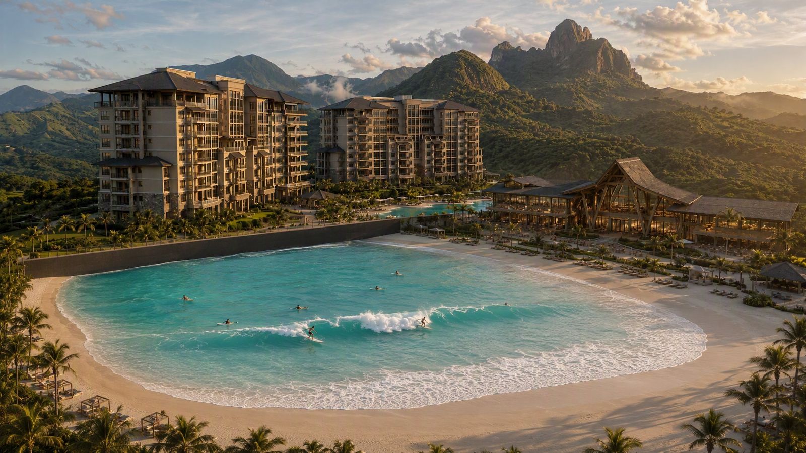Molaya Bay surf lagoon and hotel rendering